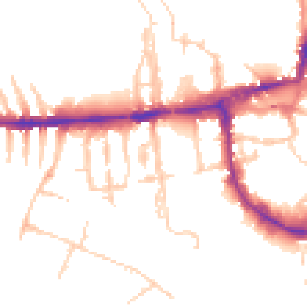Daytime road noise heatmap for OX2 0AL