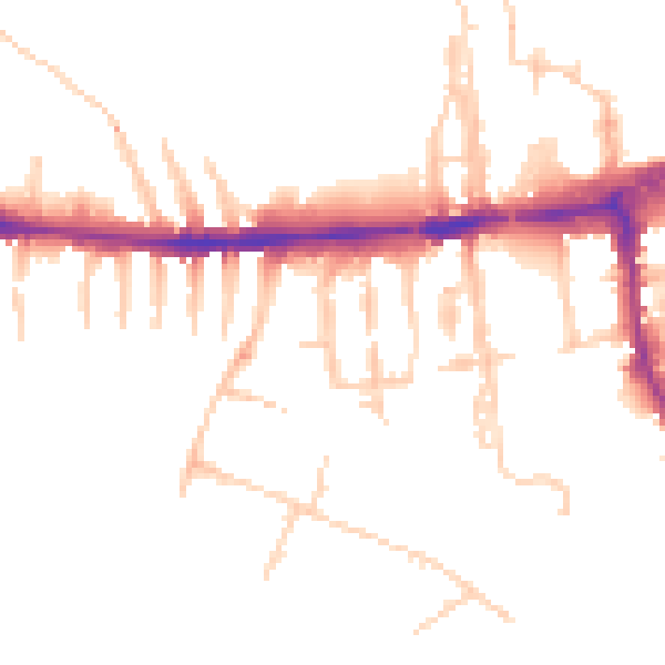 Daytime road noise heatmap for OX2 0BQ