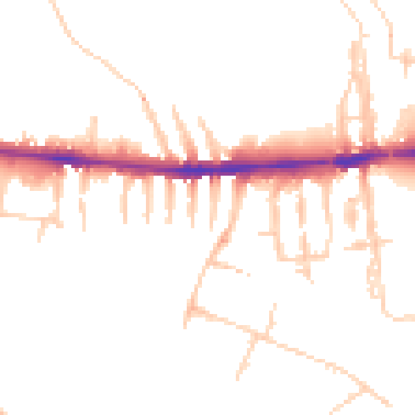Daytime road noise heatmap for OX2 0BZ