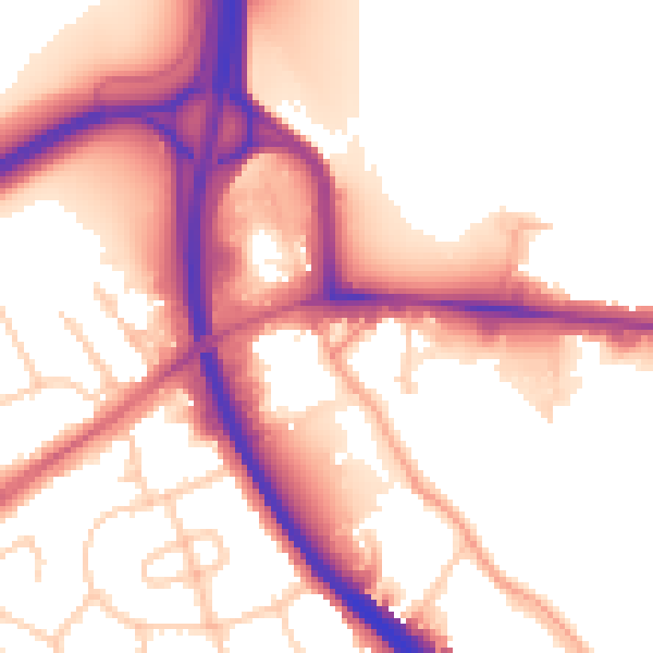 Daytime road noise heatmap for OX2 0JR