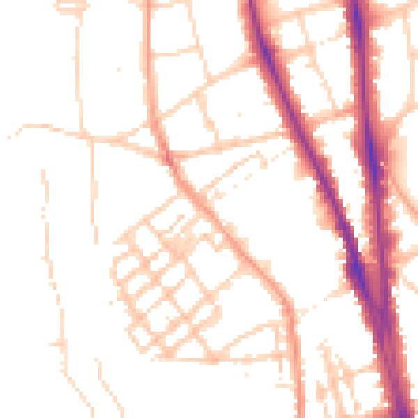 Daytime road noise heatmap for OX2 6AJ