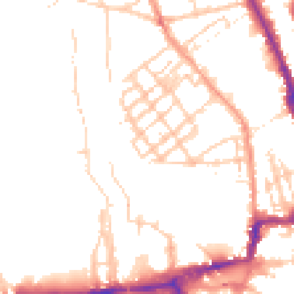 Daytime road noise heatmap for OX2 6BQ