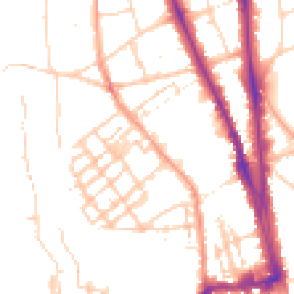 Daytime road noise heatmap for OX2 6BW