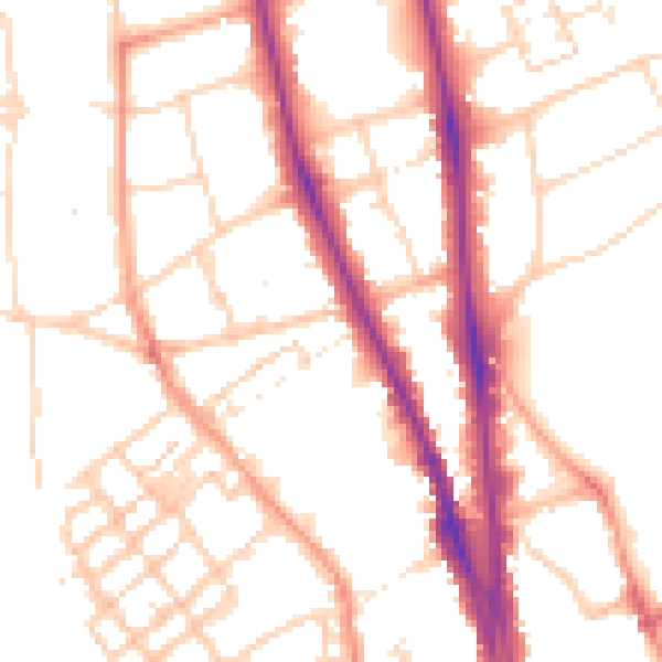 Daytime road noise heatmap for OX2 6HU