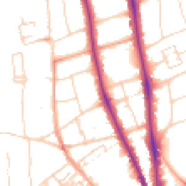 Daytime road noise heatmap for OX2 6JG