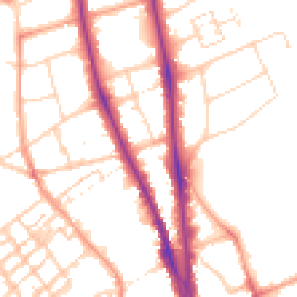 Daytime road noise heatmap for OX2 6NB