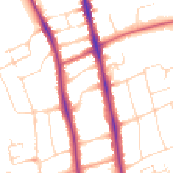 Daytime road noise heatmap for OX2 6XJ