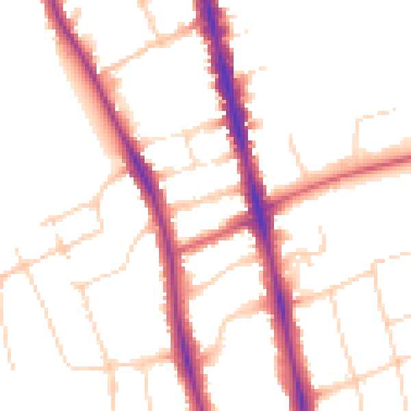 Daytime road noise heatmap for OX2 7AY