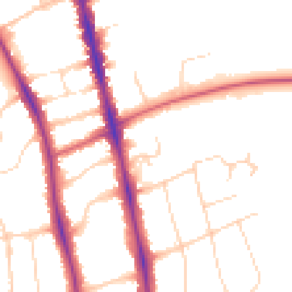 Daytime road noise heatmap for OX2 7BJ
