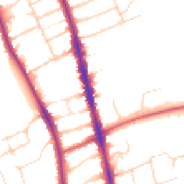 Daytime road noise heatmap for OX2 7BY