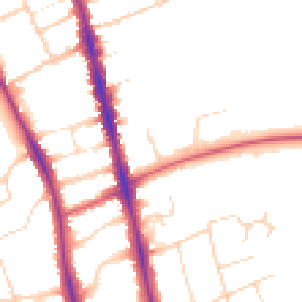 Daytime road noise heatmap for OX2 7DT