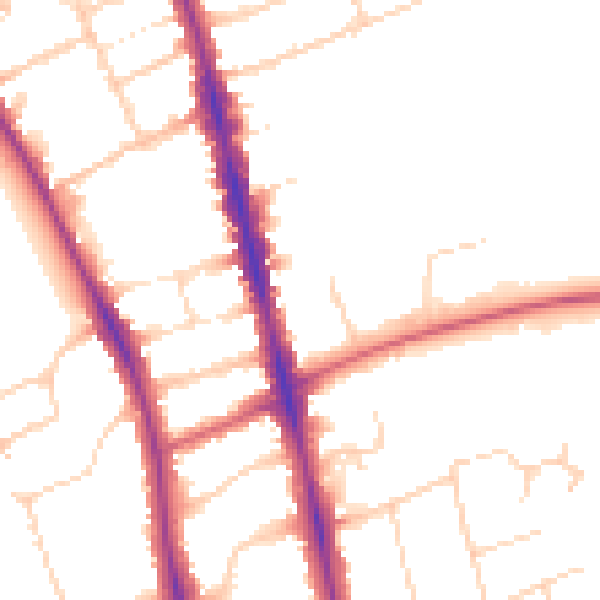 Daytime road noise heatmap for OX2 7EQ