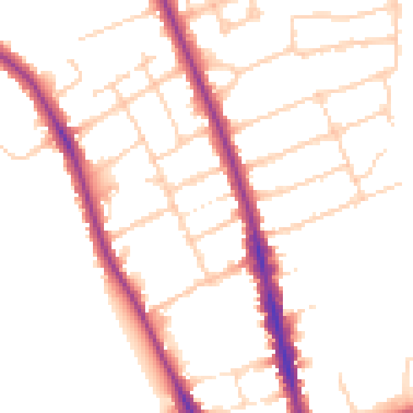 Daytime road noise heatmap for OX2 7JT