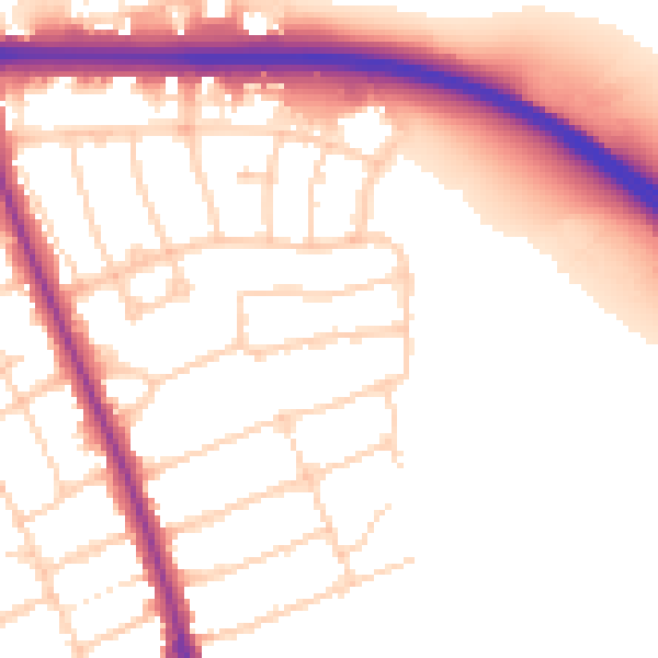 Daytime road noise heatmap for OX2 7QJ