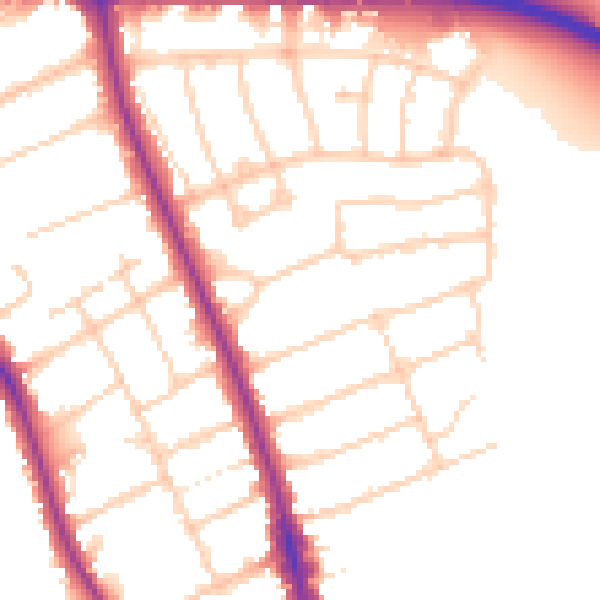 Daytime road noise heatmap for OX2 7QU
