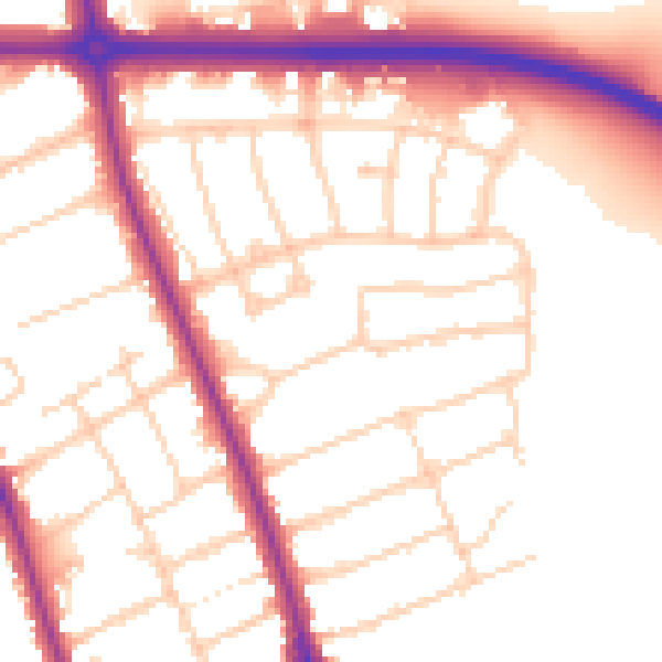 Daytime road noise heatmap for OX2 7QW