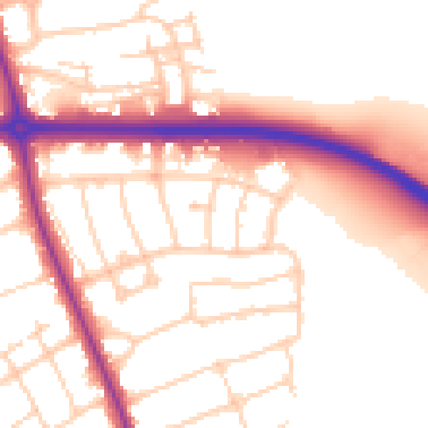 Daytime road noise heatmap for OX2 7TE