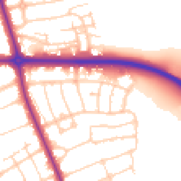 Daytime road noise heatmap for OX2 7TF