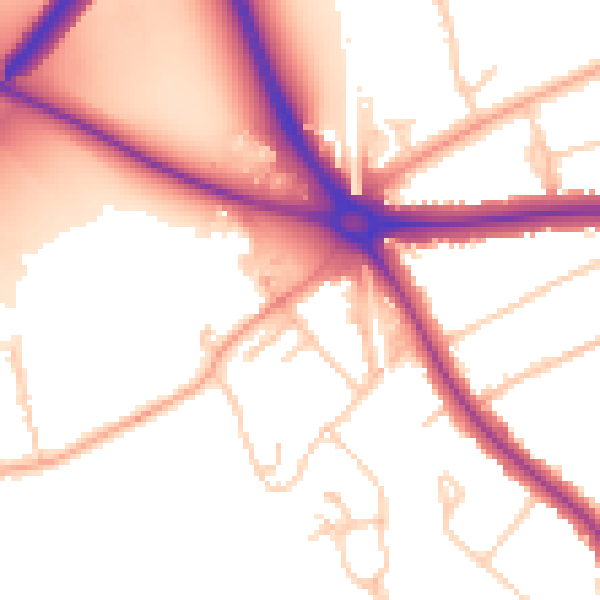 Daytime road noise heatmap for OX2 8AJ