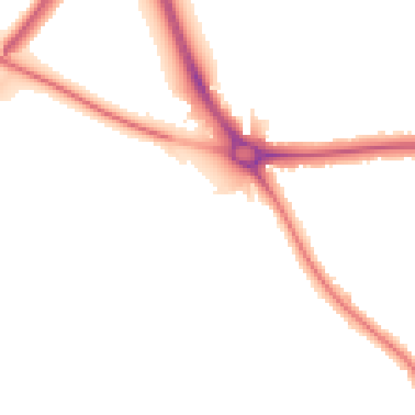 Night-time road noise heatmap for OX2 8AJ