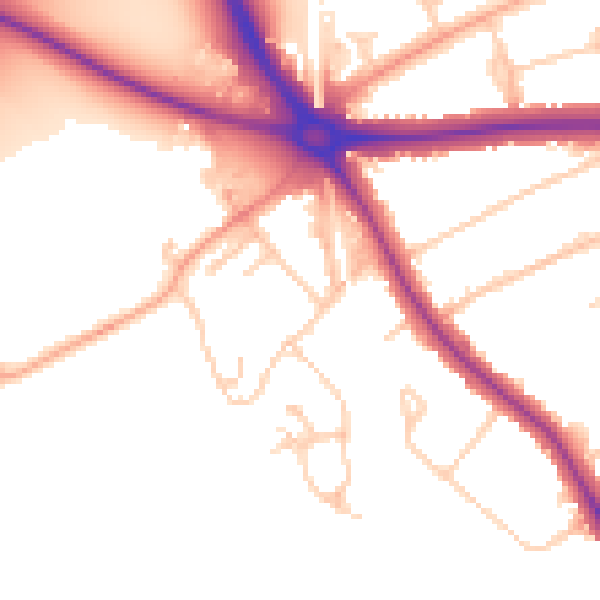 Daytime road noise heatmap for OX2 8BW