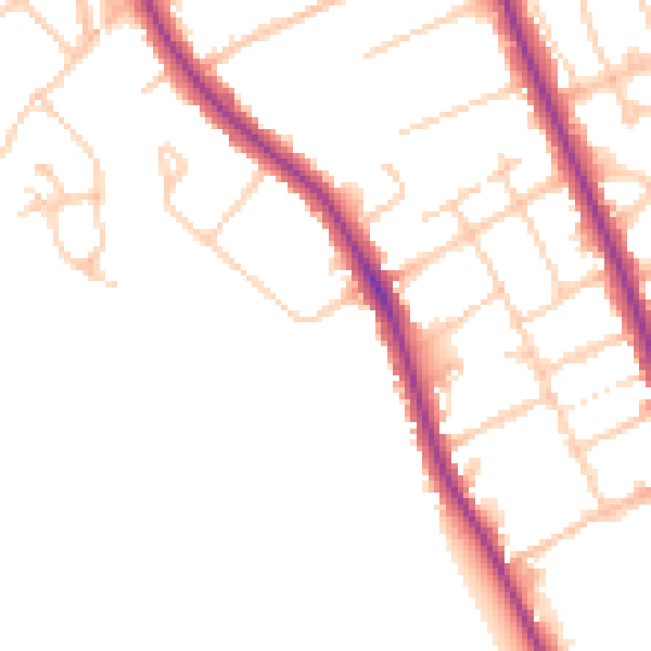 Daytime road noise heatmap for OX2 8DH