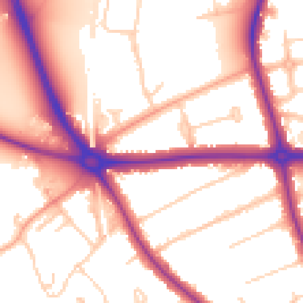 Daytime road noise heatmap for OX2 8DU