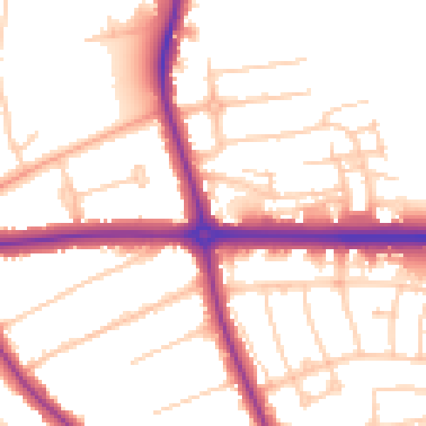 Daytime road noise heatmap for OX2 8EN