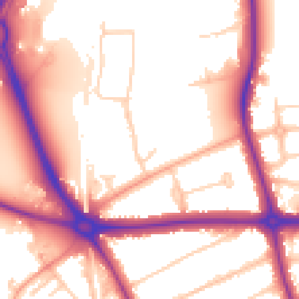 Daytime road noise heatmap for OX2 8LB
