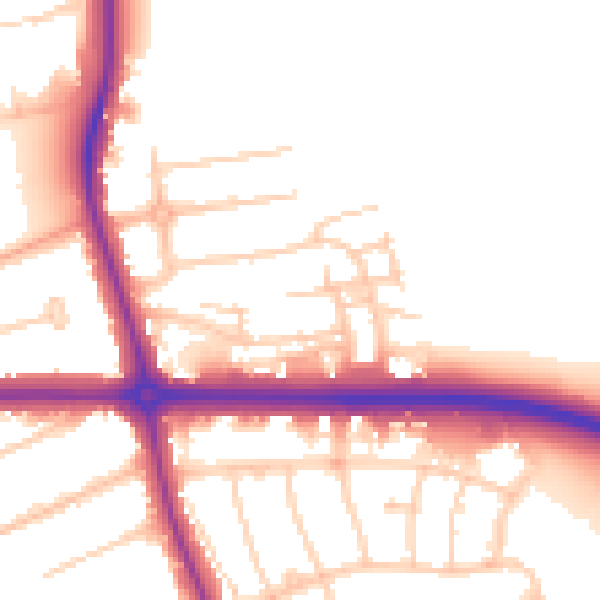 Daytime road noise heatmap for OX2 8NH