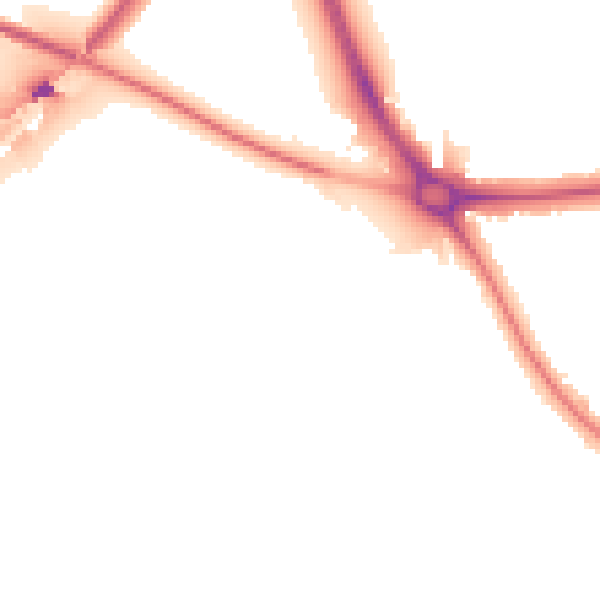 Night-time road noise heatmap for OX2 8QT