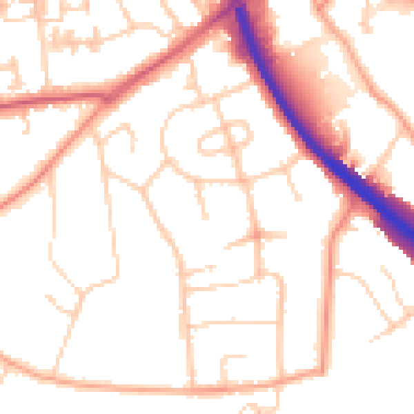 Daytime road noise heatmap for OX2 9AJ