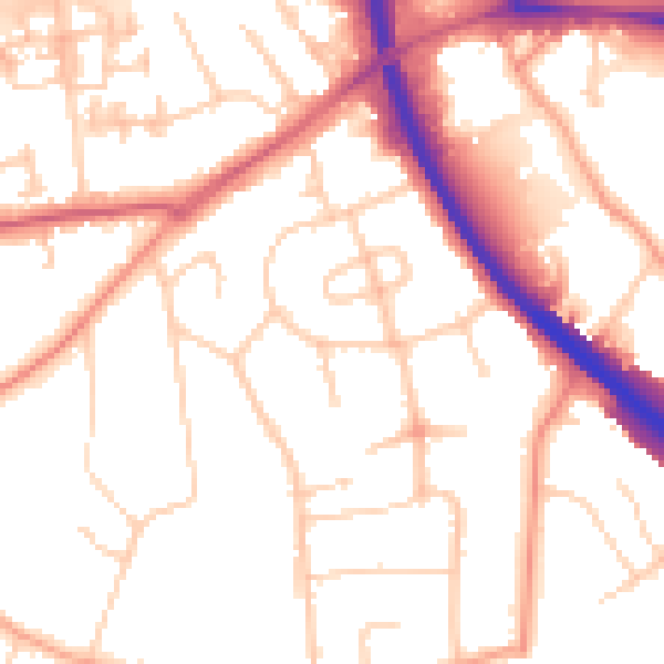Daytime road noise heatmap for OX2 9AQ