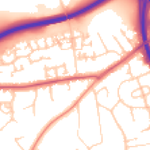 Daytime road noise heatmap for OX2 9BP