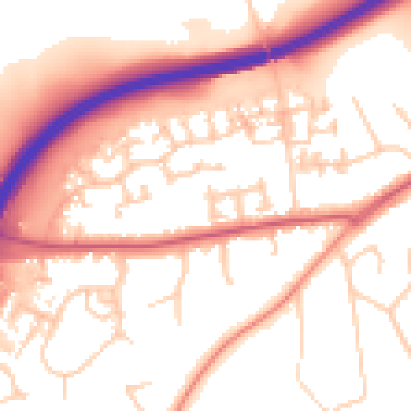 Daytime road noise heatmap for OX2 9DR