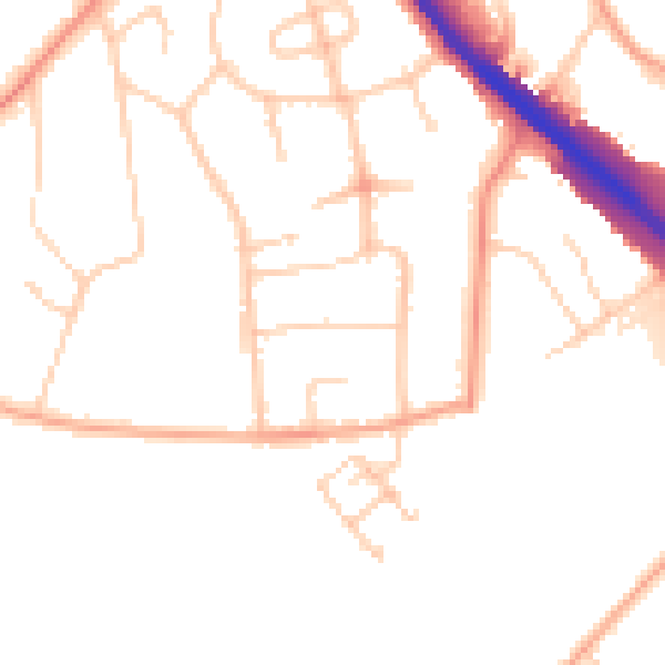 Daytime road noise heatmap for OX2 9EF