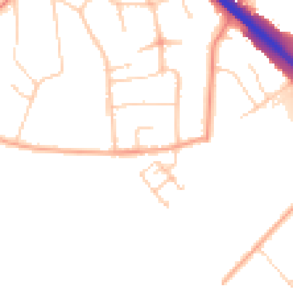Daytime road noise heatmap for OX2 9EG