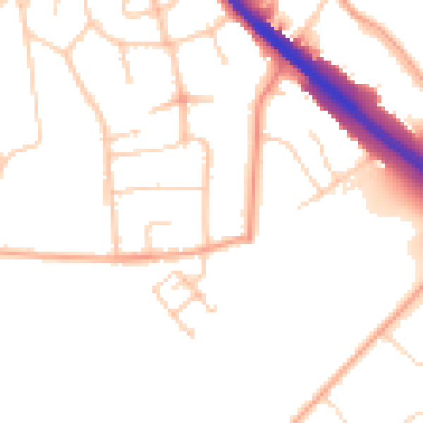 Daytime road noise heatmap for OX2 9EN