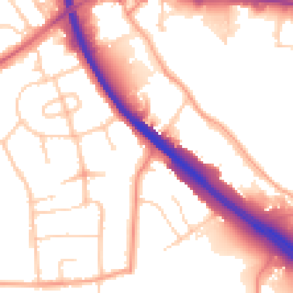 Daytime road noise heatmap for OX2 9FE