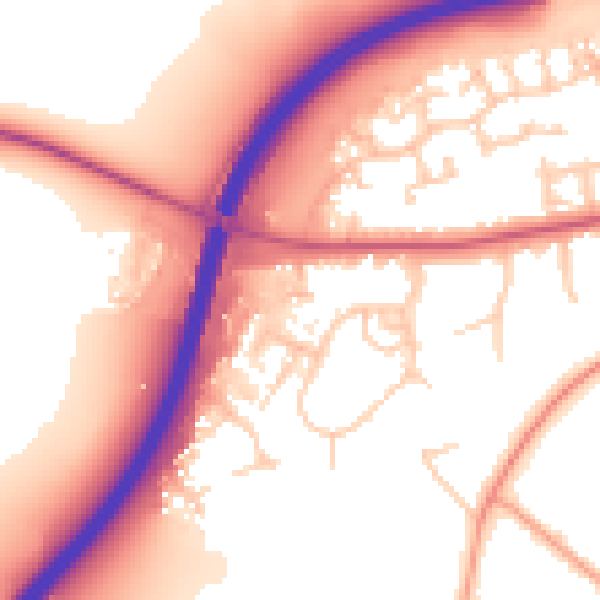 Daytime road noise heatmap for OX2 9FQ