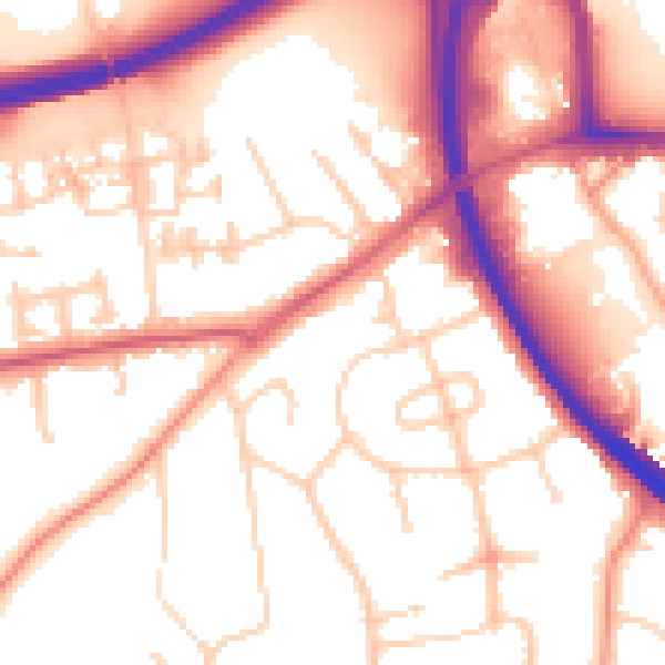 Daytime road noise heatmap for OX2 9JN