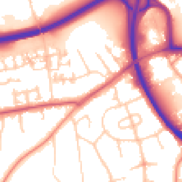 Daytime road noise heatmap for OX2 9JU