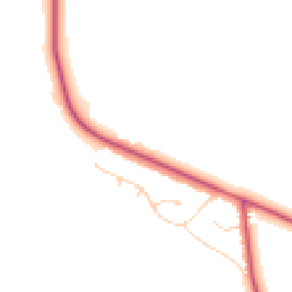 Daytime road noise heatmap for OX2 9NW
