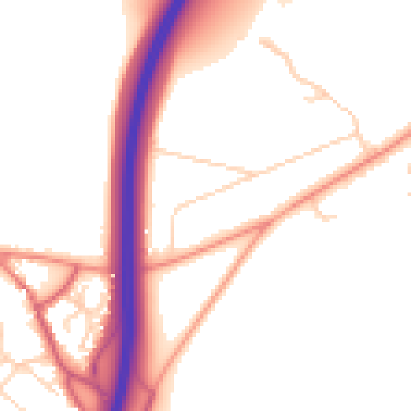 Daytime road noise heatmap for OX2 9PS