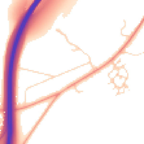 Daytime road noise heatmap for OX2 9PT