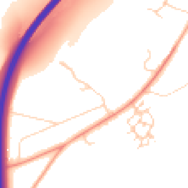 Daytime road noise heatmap for OX2 9PX