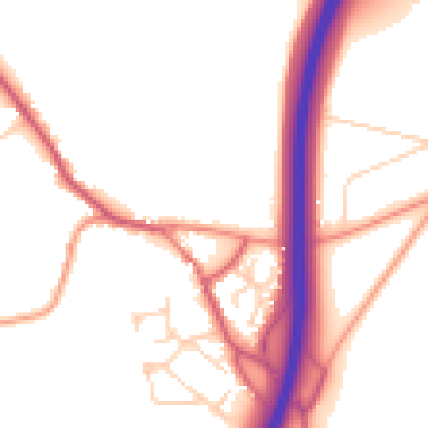 Daytime road noise heatmap for OX2 9PY