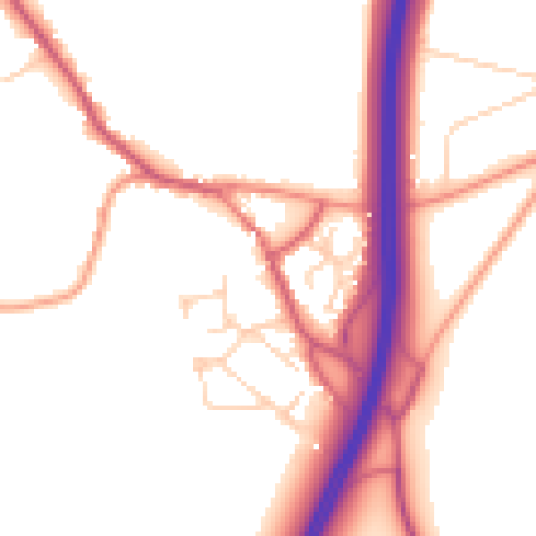 Daytime road noise heatmap for OX2 9QN
