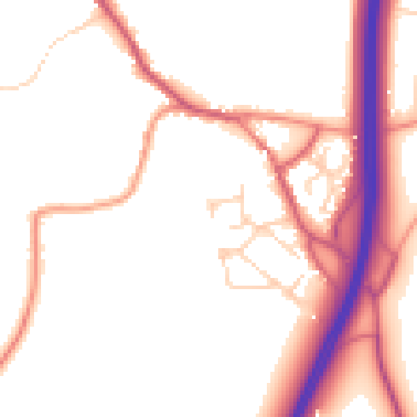 Daytime road noise heatmap for OX2 9RJ