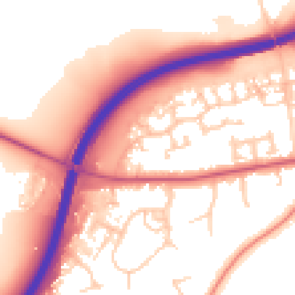 Daytime road noise heatmap for OX2 9SE